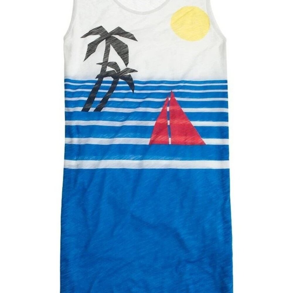 NWT Sold Out J. Crew Beach Scene Cotton Sleeveless T Shirt Dress - Size S